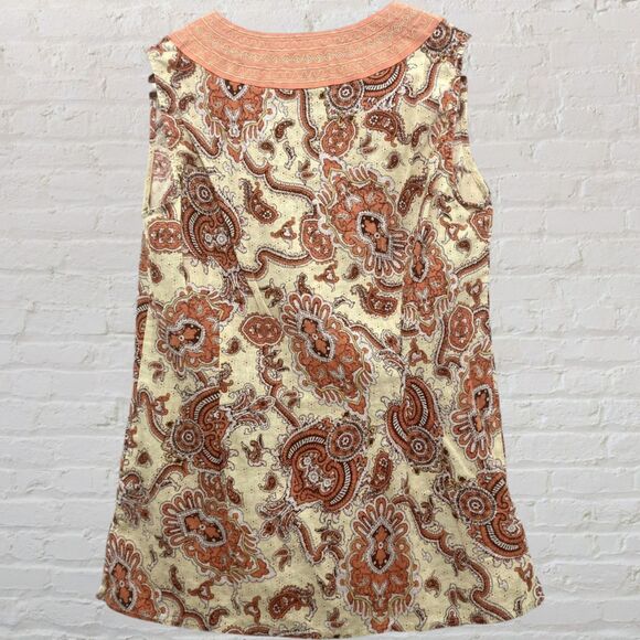 Fenn Wright Manson Top Size M Paisley Embroidered Linen Rayon Sleeveless Tunic - Picture 4 of 12